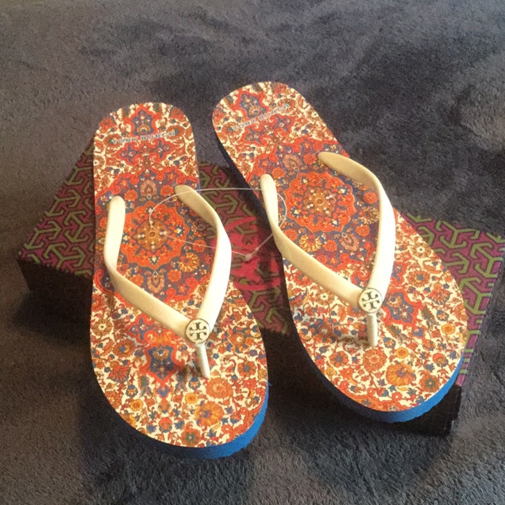 Tory Burch Thin Paisley Flip Flops NWT